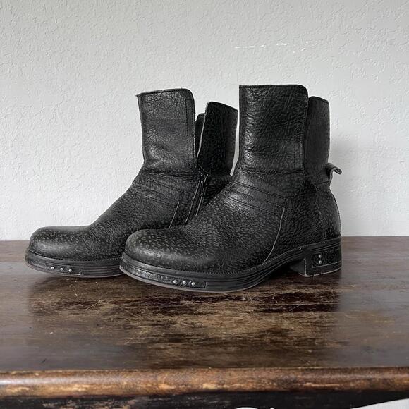 Women’s CAT/Caterpillar Ankle Riding Boots Sz 10 Black Leather Grey Speckles - Picture 1 of 6